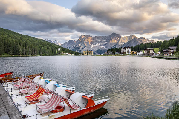 Misurina lake and Sorapis Mountain. Belluno province, Veneto, Italy