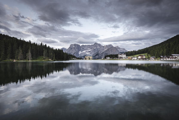 Misurina lake and Sorapis Mountain. Belluno province, Veneto, Italy
