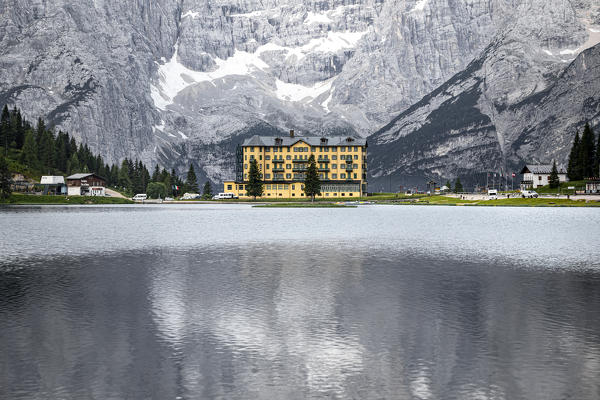 Misurina lake and Sorapis Mountain. Belluno province, Veneto, Italy