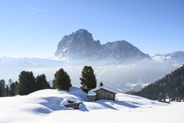 Sassolungo and Sassopiatto mountains in Gardena VAlley, south Tyrol, Italy