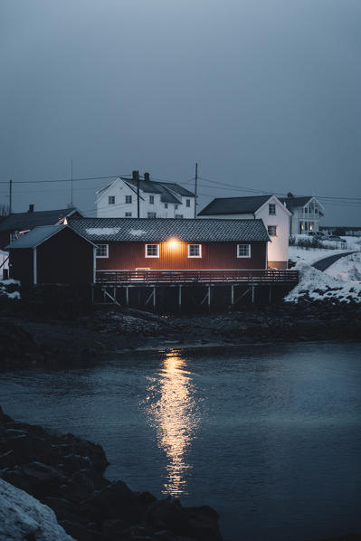 Hamnoy village at night, Lofoten Islands, Nordland, Norway.