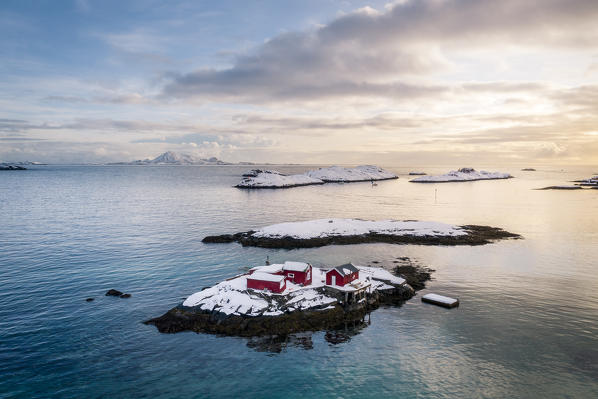 Elevated view of Svolvaer, Lofoten Islands, Nordland, Norway.