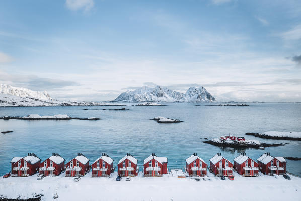 Elevated view of Svolvaer, Lofoten Islands, Nordland, Norway.