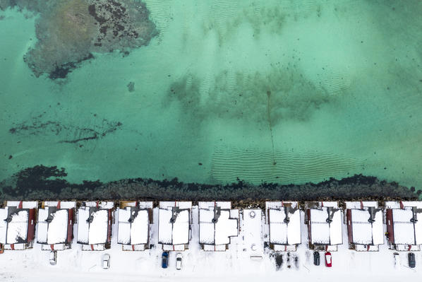 Elevated view of Svolvaer, Lofoten Islands, Nordland, Norway.