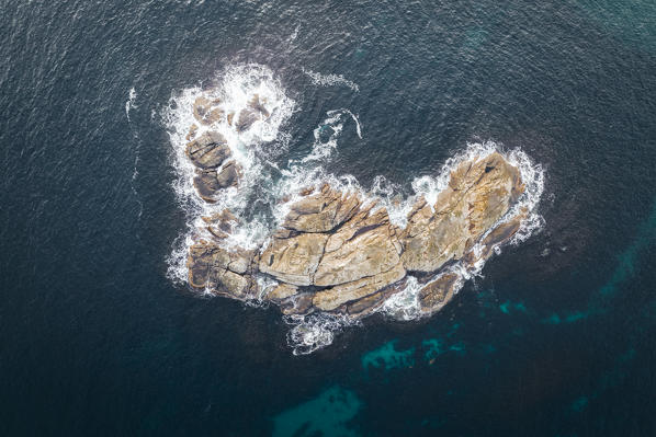 Vertical view of the sea near Reine, Lofoten Islands, Nordland, Norway.