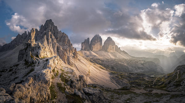 Lavaredo three peaks during sunset. Bolzano province, South tyrol, Italy