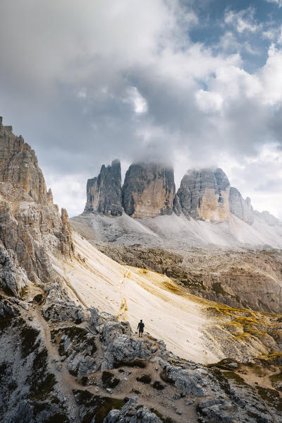 Lavaredo three peaks during sunset. Bolzano province, South tyrol, Italy