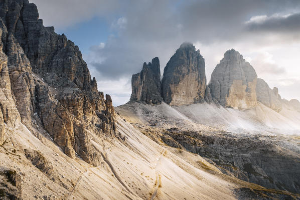 Lavaredo three peaks during sunset. Bolzano province, South tyrol, Italy