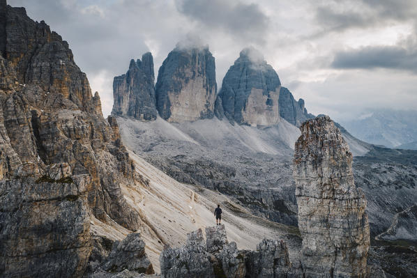 Lavaredo three peaks during sunset. Bolzano province, South tyrol, Italy