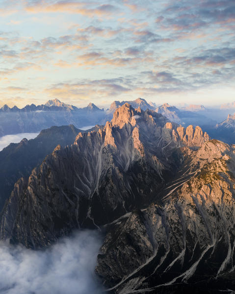 Cadini di Misurina during sunrise. Belluno province, Veneto, Italy