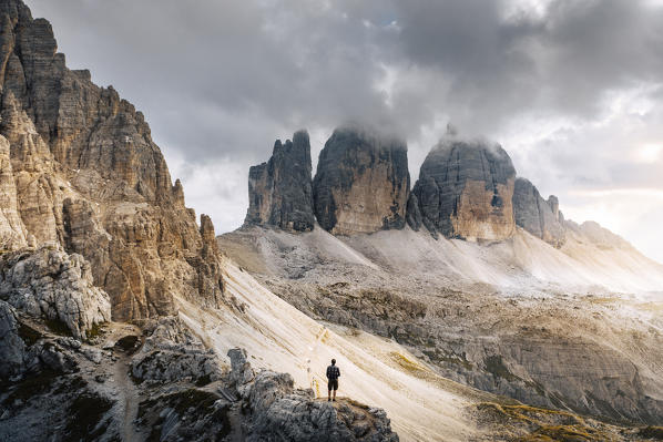 Lavaredo three peaks during sunset. Bolzano province, South tyrol, Italy