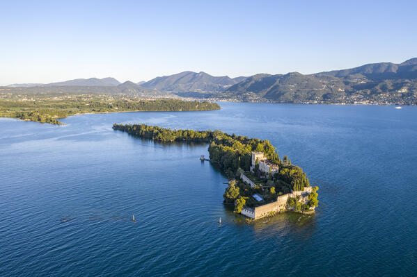 Borghese island and palace, Salò, Brescia province, Garda Lake, Lombardy, Italy