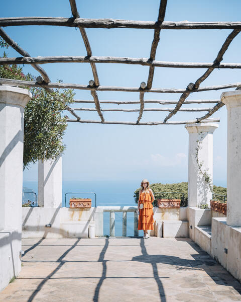 A girl walking in Ravello, Amalfi Coast, Campania, Italy.