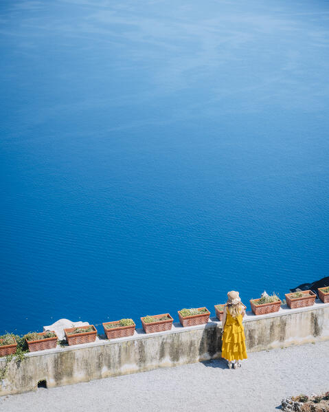 A girl walking in Ravello, Amalfi Coast, Campania, Italy.