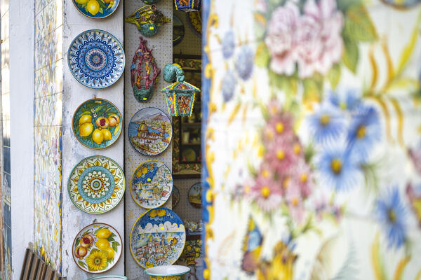 Ravello, Amalfi Coast, Campania, Italy. Details of local ceramic.