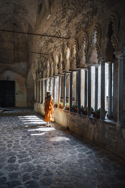 A girl walking in Ravello, Amalfi Coast, Campania, Italy.