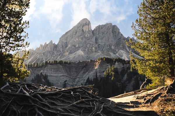 Early morning at Sass de Putia mountain, Passo delle Erbe, South Tyrol, Italy.