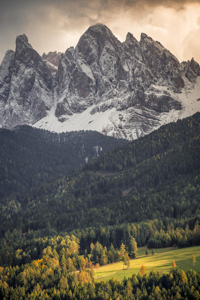 Odle mountain at sunset, Funes Valley, South Tyrol, Italy