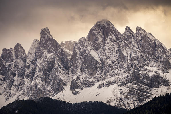 Odle mountain at sunset, Funes Valley, South Tyrol, Italy