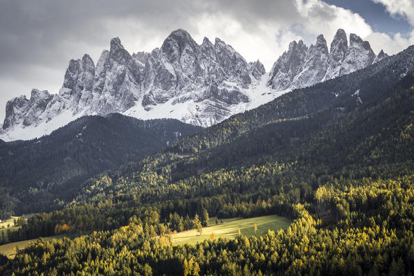 Odle mountain at sunset, Funes Valley, South Tyrol, Italy