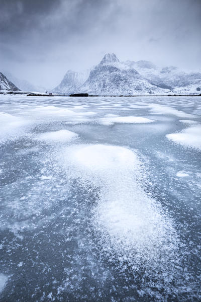 Frozen lake, Lofoten Islands, Norway