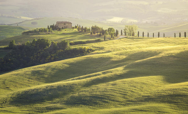 A farmhouse in Val d'Orcia, Province of Siena, Tuscany, Italy.