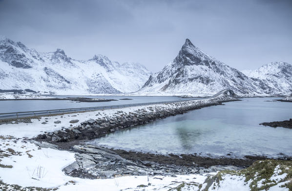 Lofoten coastline near Ramberg, Lofoten Islands, Norway 