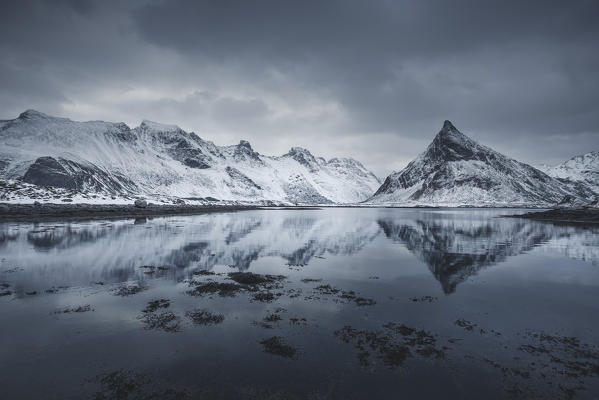 Lofoten coastline near Ramberg, Lofoten Islands, Norway 