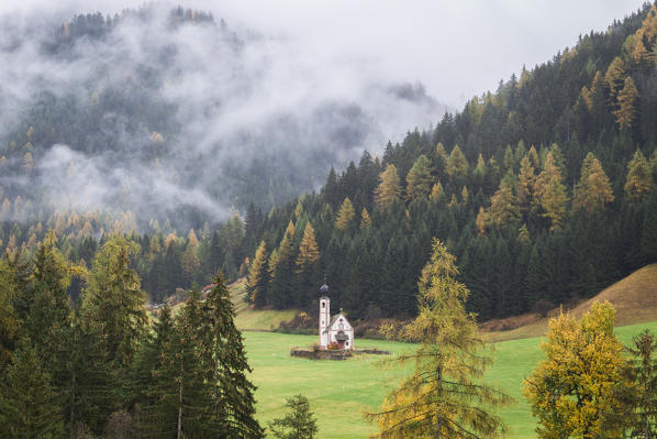 San Giovanni Ranui Church, San Pietro Village, Funes Valley, Bolzano Province, Trentino Alto Adige, Italy