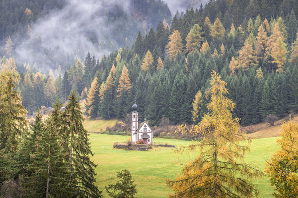 San Giovanni Ranui Church, San Pietro Village, Funes Valley, Bolzano Province, Trentino Alto Adige, Italy