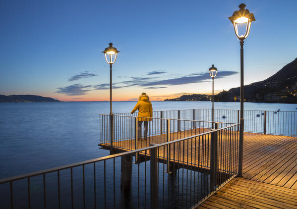 Gargnano village pier on Garda Lake, Brescia Province, Lombardy, Italy