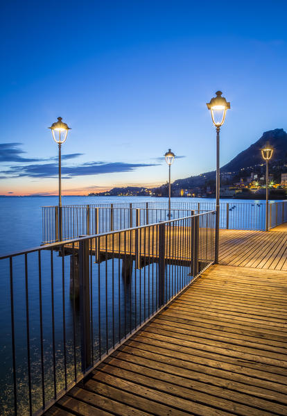 Gargnano village pier on Garda Lake, Brescia Province, Lombardy, Italy