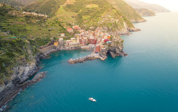 Aerial view of Vernazza, Cinque Terre, Liguria, Italy