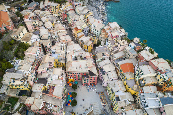 Aerial view of Vernazza, Cinque Terre, Liguria, Italy