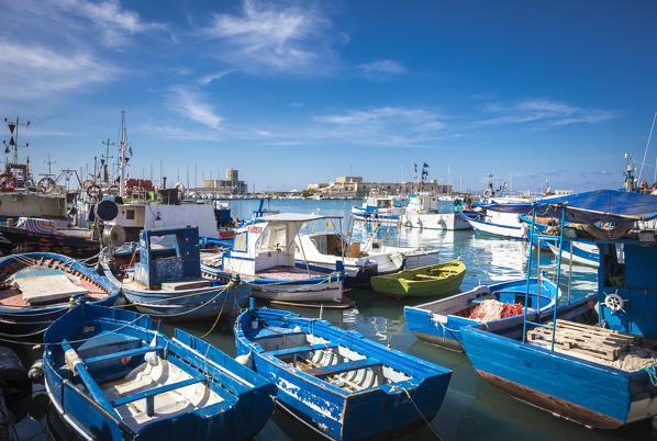 Trapani, Sicily, Italy, boat, boats, harbour, harbours, blue, blue sky, water, coastal, waterfront, blue boat, europe, european, italia, italy, italian, southern europe, southern italy, sicilian, 