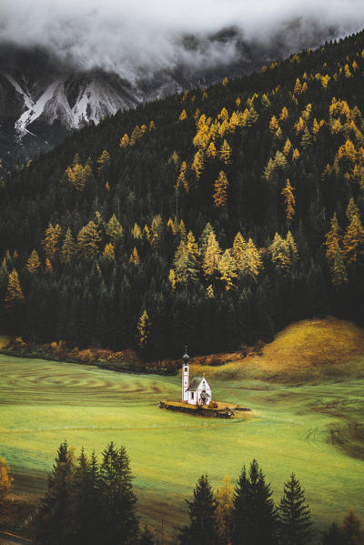 Funes Valley during autumn, Bolzano province, Trentino Alto Adige, Italy