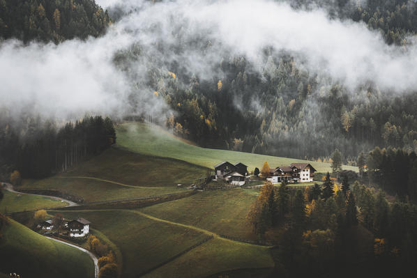 Funes Valley during autumn, Bolzano province, Trentino Alto Adige, Italy