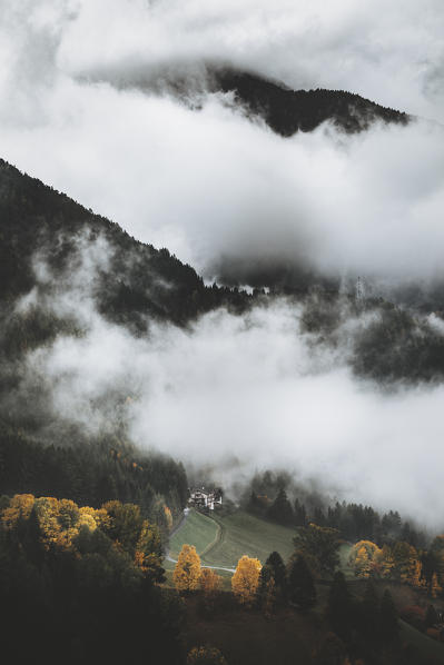 Funes Valley during autumn, Bolzano province, Trentino Alto Adige, Italy