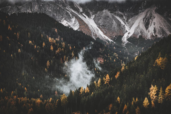 Funes Valley during autumn, Bolzano province, Trentino Alto Adige, Italy