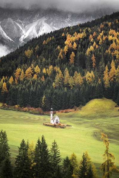 Funes Valley during autumn, Bolzano province, Trentino Alto Adige, Italy