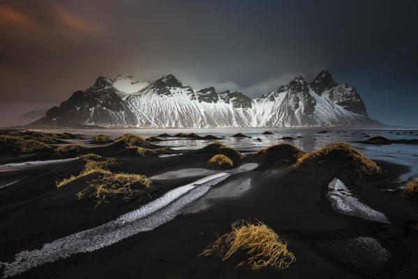 Vestrahorn mountain from Stokksness at sunrise, South eastern Iceland

