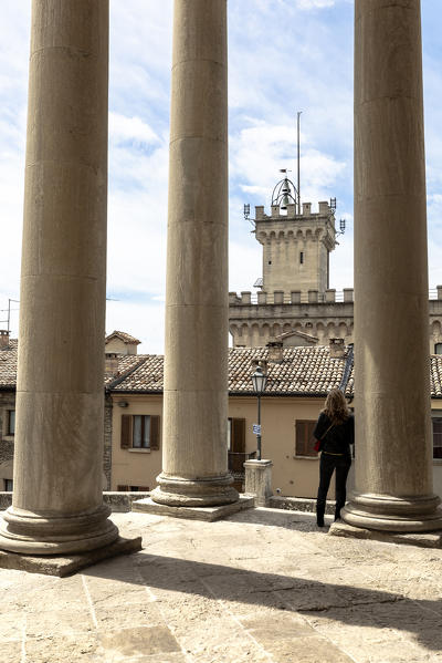 Palazzo Comunale seen from Basilica of San Marino, Città di San Marino, Most Serene Republic of San Marino 
