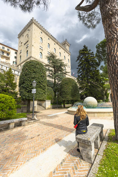 Palazzo Pubblico seen from Liburni Garden Park, Città di San Marino, Most Serene Republic of San Marino 