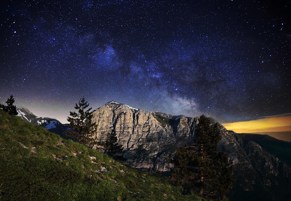Sibillini National Park at night, Marche, Italy.