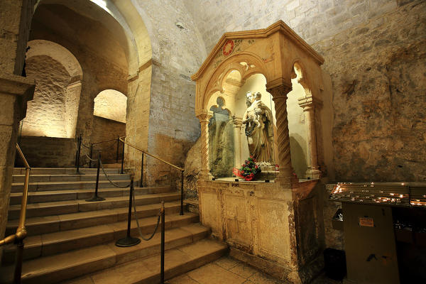 Staircase leading to the cave of Saint Michael the Archange, Apulia, Italy