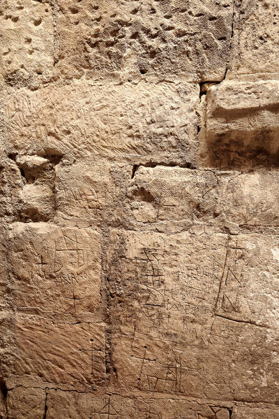 Ancient glyphs inside of Saint Michael Archangel Archangel, Apulia Italy