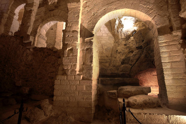 Underground of Saint Michael Archangel Sanctuary with archaeological finds, Apulia , Italy
