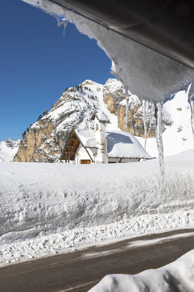 Church of Passo Falzarego, Cortina d'Ampezzo village, Belluno district, Veneto, Italy