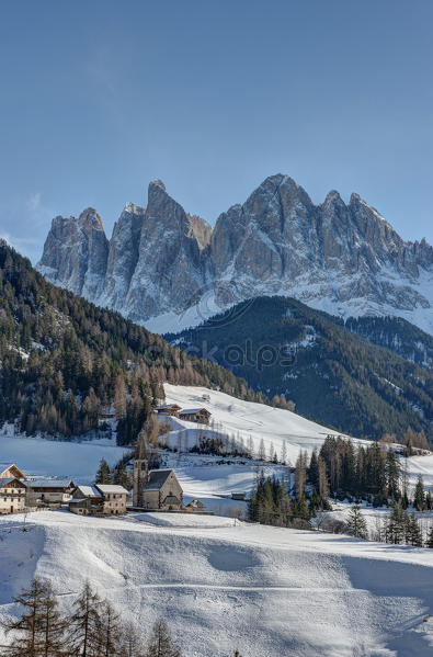 The Church Of Santa Maddalena In Val Di Funes And The Odle Mountains At Sunset In A Winter Day Val Di Funes Dolomites Italy