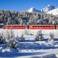 Trenino Rosso immerso nella natura engadinese